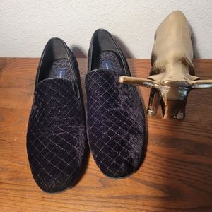 Giorgio Brutini Quilted Black Velvet Loafer 9.5m